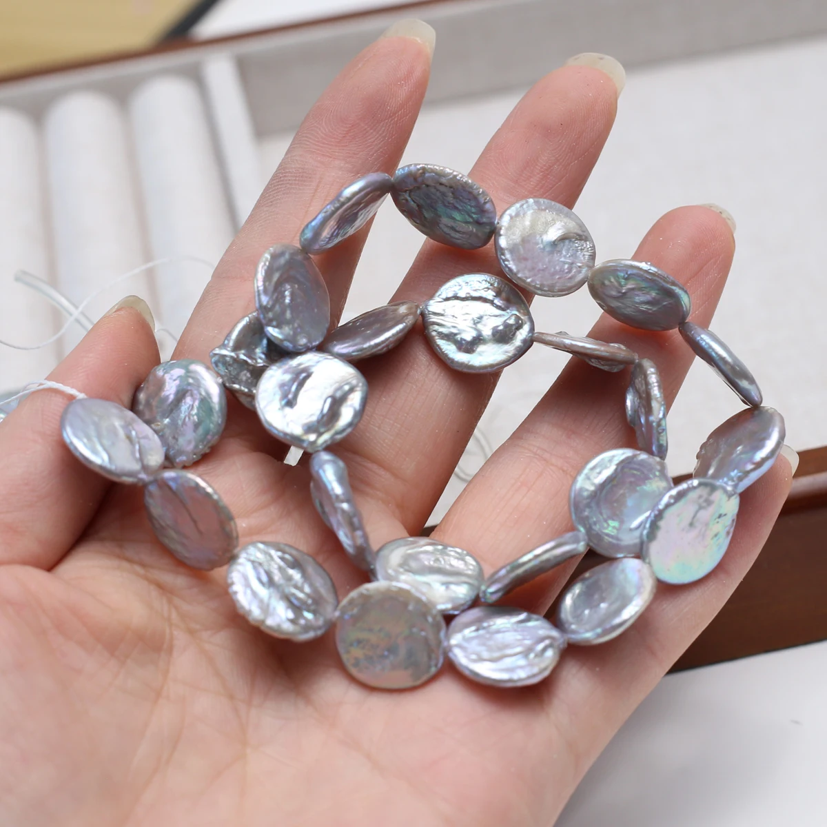 

15mm Gray Button-Shaped Baroque Natural Pearl Semi-Finished Beads for Jewelry Making DIY Necklace Bracelet Accessories Wholesale
