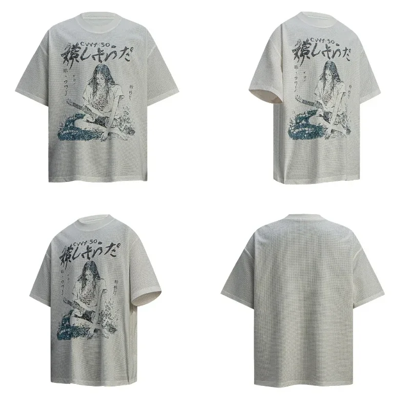 جديد رجل تي شيرت الأمريكية خمر الكرتون المطبوعة الجرافيك تيز الصيف زوجين عادية كم قصير بلايز المتضخم تي شيرت الذكور #5