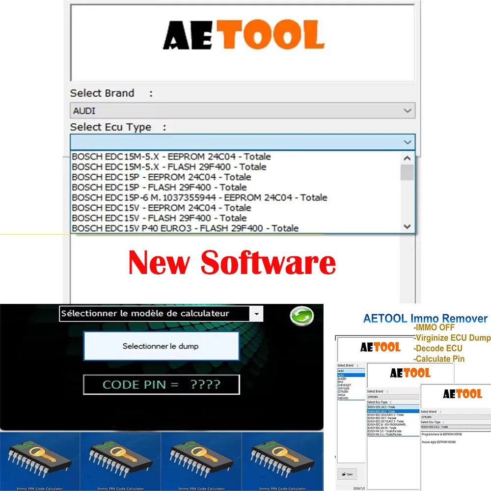 2023 Latest AETOOL IMMO REMOVER V1.3 Immo Eeprom Off Software Virginize ECU Dump Decode ECU Calculate PIN Virgin/IMMO Remover