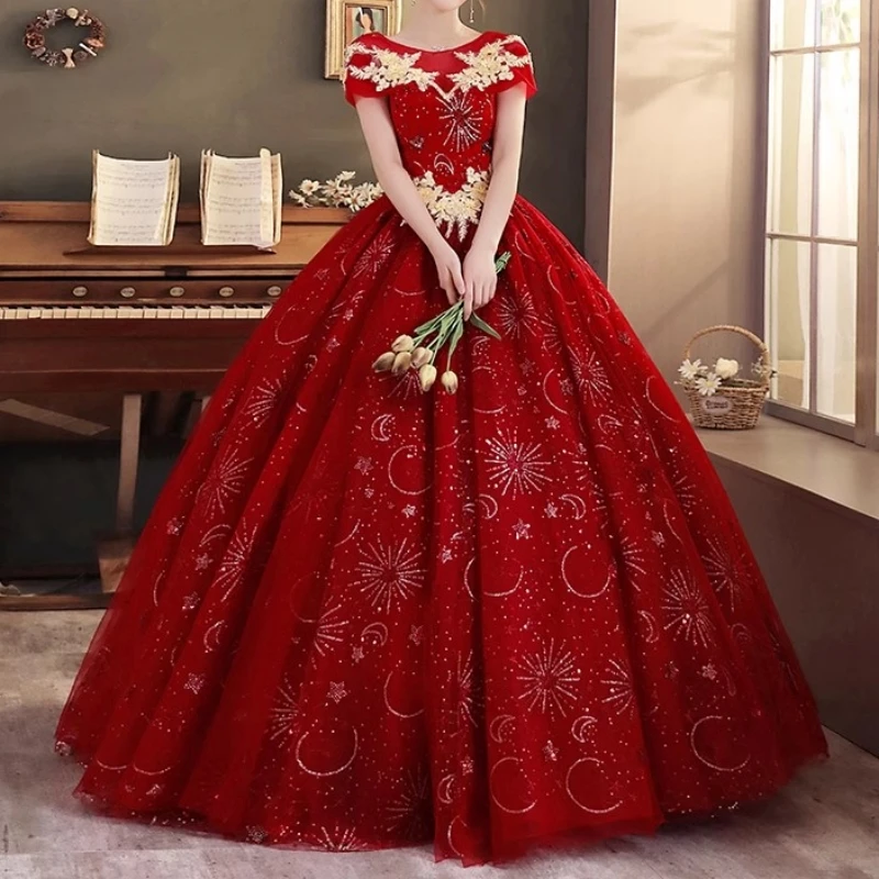 Ashely Alsa gambar asli anggur merah gaun pesta ulang tahun gaun Prom gaun Lengan renda Vestido De 15 16 tahun Anos Quinceanera Gaun