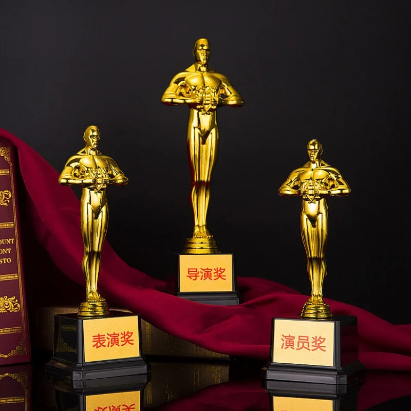 Resin Gold-plated Statuette Trophy Custom Plastic Oscar Trophy Gift Crystal Trophy Crafts