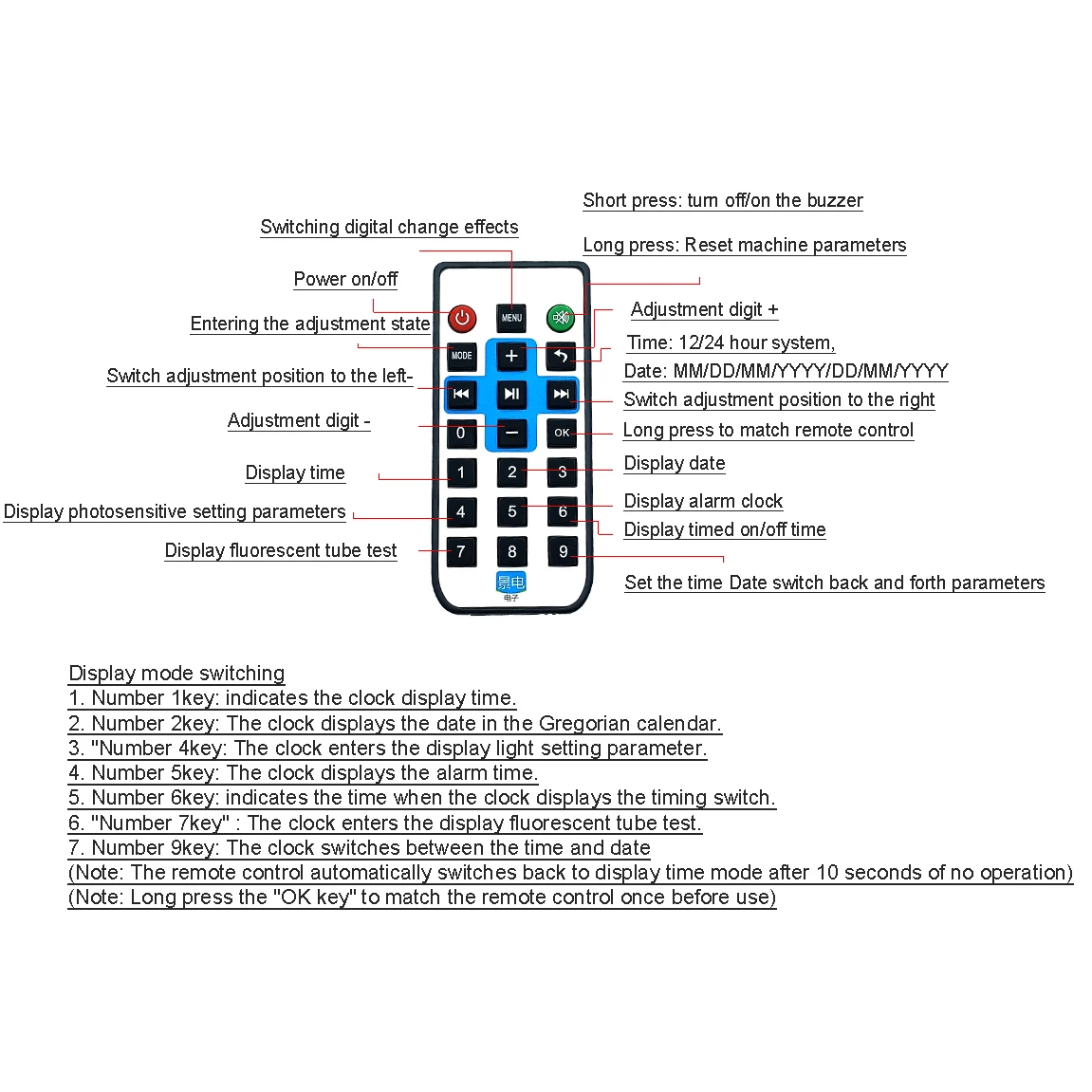 6-bit VFD WiFi Clock Date Display With Seconds Alarm Clock VFD Fluorescent Tube Automatic calibration time W Remote Control