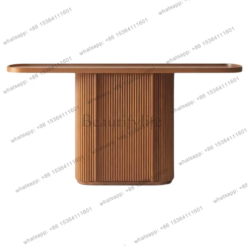 

Solid wood entrance table, ash wood household living room foyer table, retro wall entrance counter locker