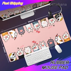 Pink Cat Paw Mouse Pad PC Gamer Mousepad Kawaii Desk Mat Speed Gaming E-Sports Mouse Mat Cute Cat Large Rubber Keyboard Desk pad