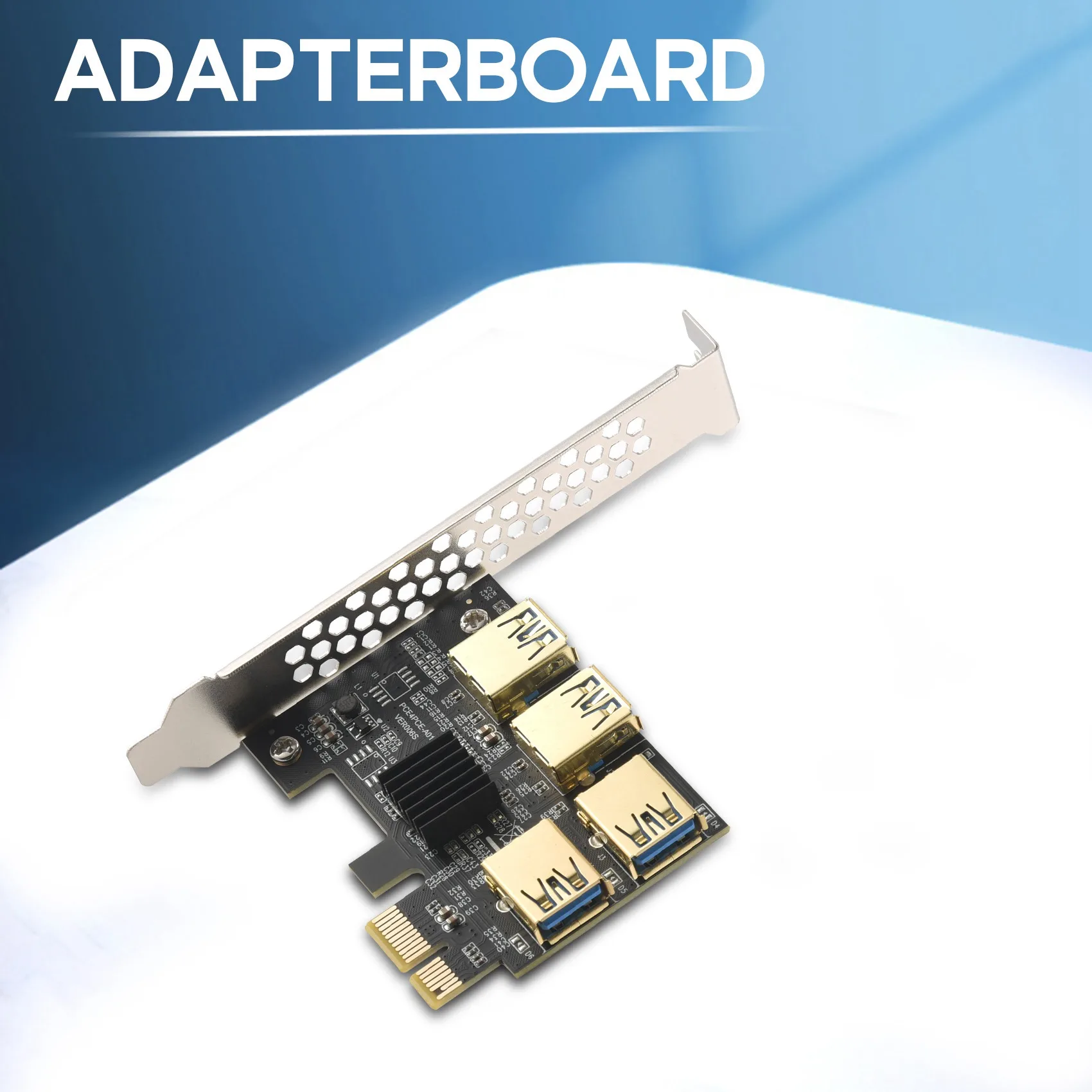 

Супер супер новая 4-портовая плата адаптера PCIe Riser PCI-E 1x-4 USB 3.0 PCI-E Rabbet GPU Riser Extender Ethereum Лидер продаж