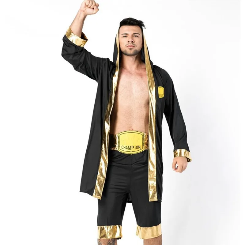 

Halloween Adult Men's Boxing Fighter Robe Sambo Martial Arts Entrance Costume Cape Stage Performance Clothes