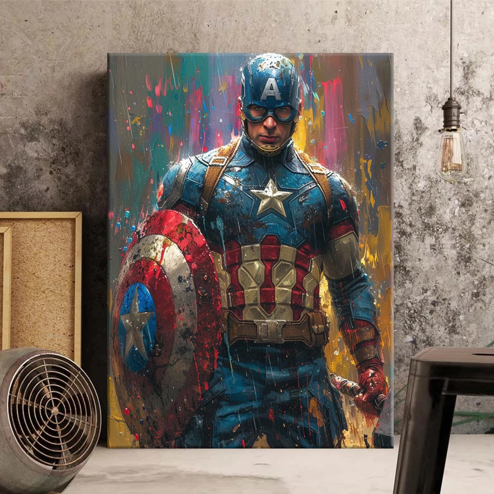 MINISO Poster Marvel Heroes Canvas Wall Art Print Spider-Man Captain America Hulk Art Mural Home Decor Birthday Christmas Gift