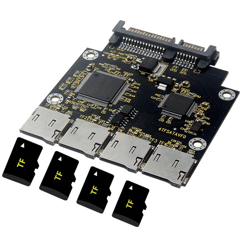 2X 2.5 Inch 4 TF To SATA Adapter Card, Self-Made SSD Solid State Drive, For Micro-SD To SATA Group RAID Card