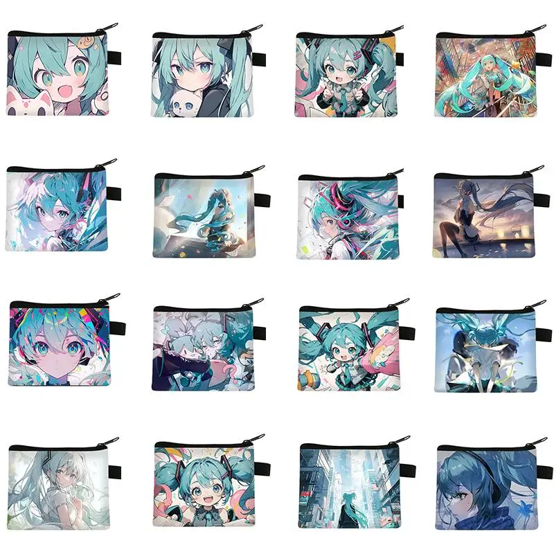 Kawaii Cartoon Hatsune Miku Stationery Storage Bag ﻿students Mini Zipper Card Bag Learning Stationery Accessories Girl Gift