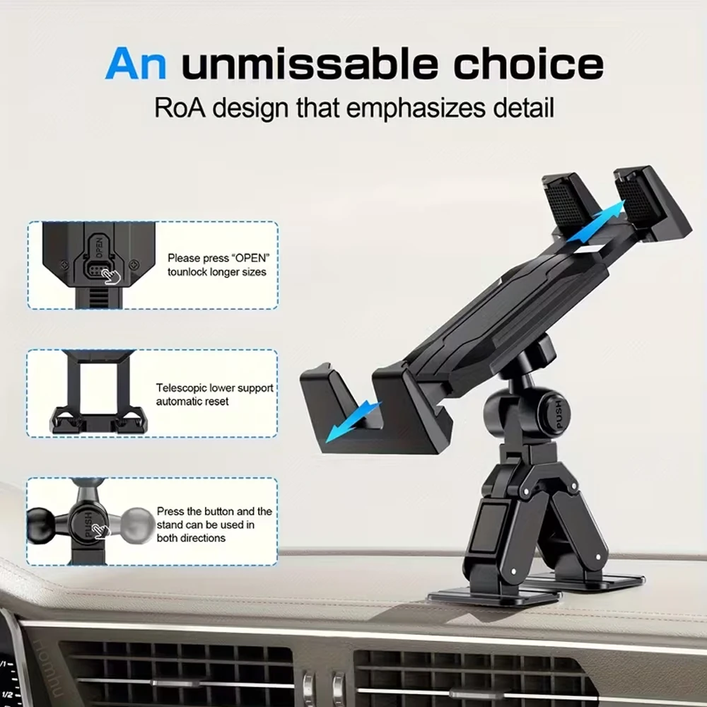 360-Grad-Drehbarer Tablet-Ständer und Handyhalterung für Auto, Schreibtisch, Wand, Desktop mit Selbstklebender Basis, Handy-Halterung Zubehör – Detail 6