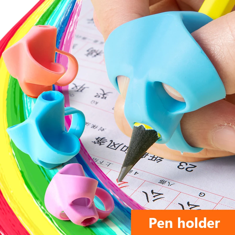 

1pc Random Color Three-Finger Children Pencil Pen Holder Silicone Students Posture Correct Learning Writing Tools Correct Device