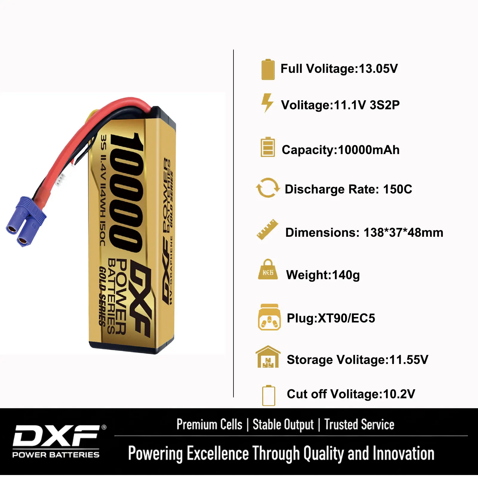 DXF Lipo Battery 2S 3S 4S 6S 10000mAh 9200mAh 6500mAh 7000mAh 1550mAh 150C for RC 1/8 1/10 Car Truck FPV Quadcopter Drone