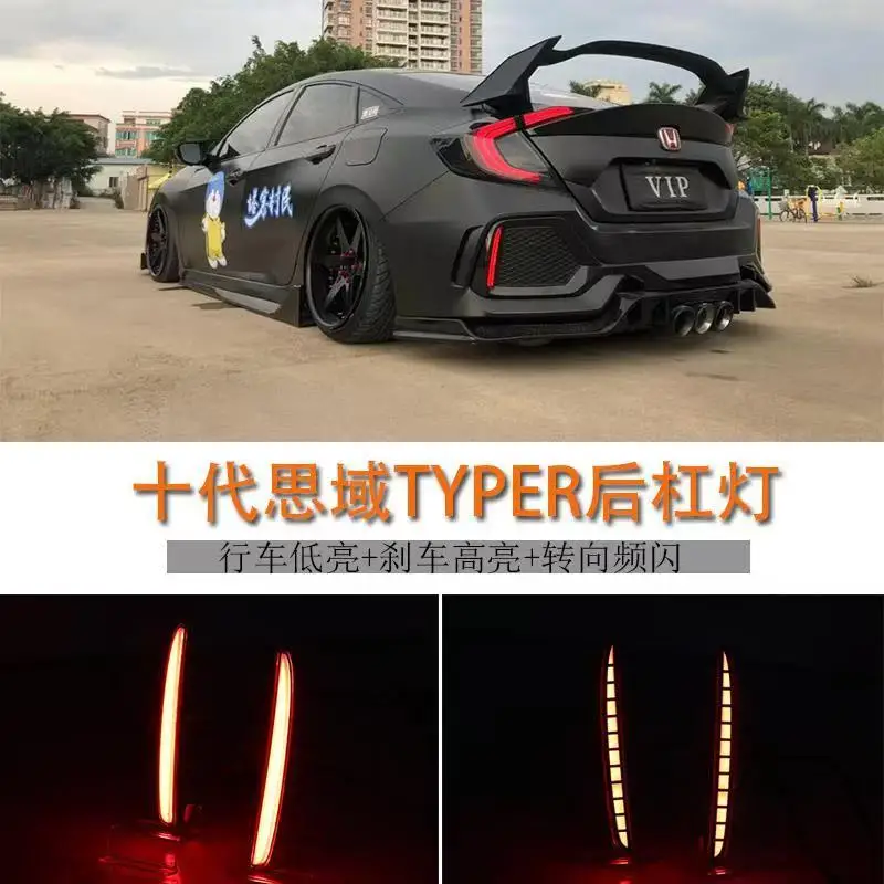 

Светодиодные фонари заднего бампера для Honda Civic Hatchback 2018, дневные ходовые огни, стоп-сигналы, последовательные указатели поворота