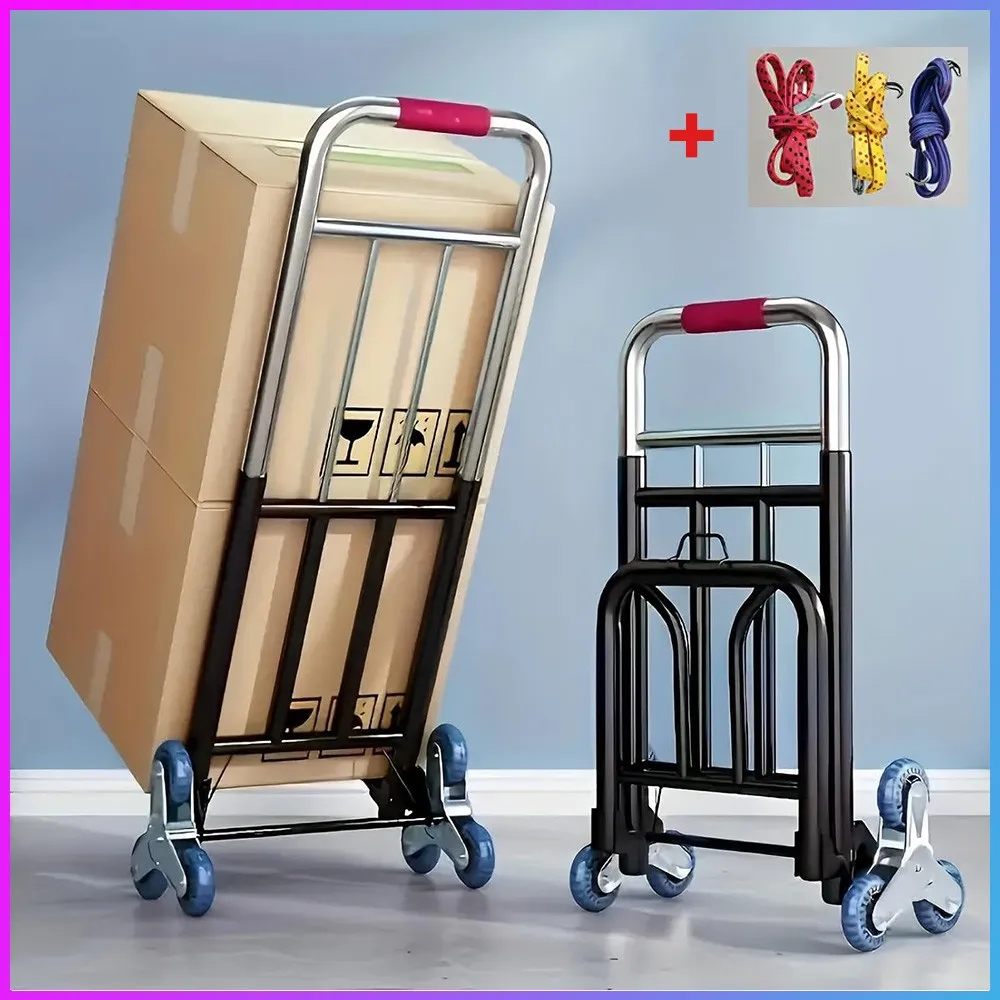 

Stair Climbing Cart Heavy Duty Folding Hand Truck Dolly 460 lbs 6 Wheels + Ropes