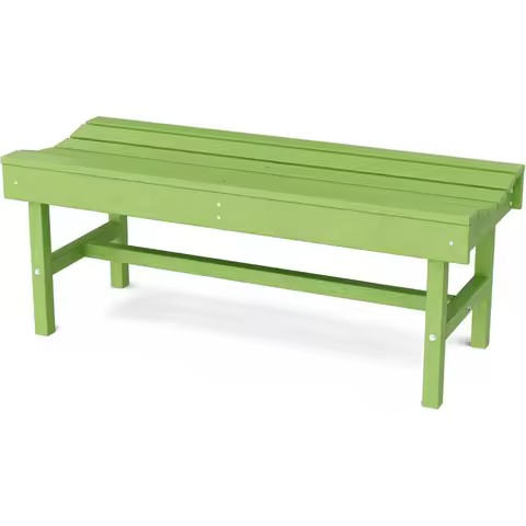 Classic Vineyard Bench, Lime Green - Outdoor Weather Resistant Poly Lumber Bench for Patio, Deck, Garden