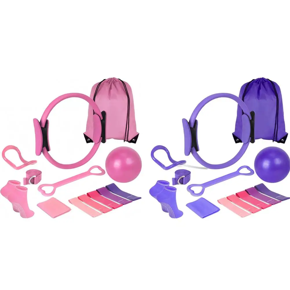 مجموعة أدوات البيلاتيس الأساسية المكونة من 13 قطعة، مجموعة أدوات تدريب أساسية قابلة للتمدد للتمرين المنزلي المرن