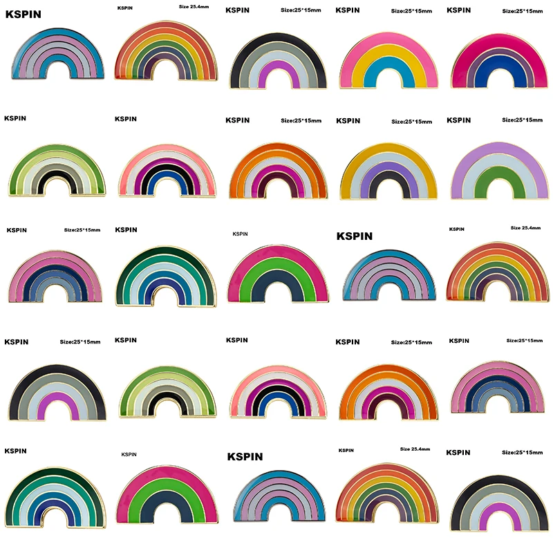 10pcs a Lot Rainbow Pride Badge Transgender Aromantic Fruid Pride Rainbow Sun Set Nonbinary Asexual Pansexual Badge Pins