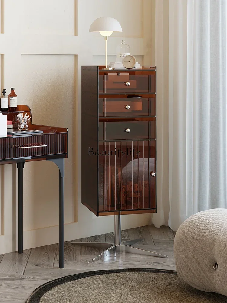 02Acrylic rotating storage side bookcase modern minimalist creative medieval storage file cabinet