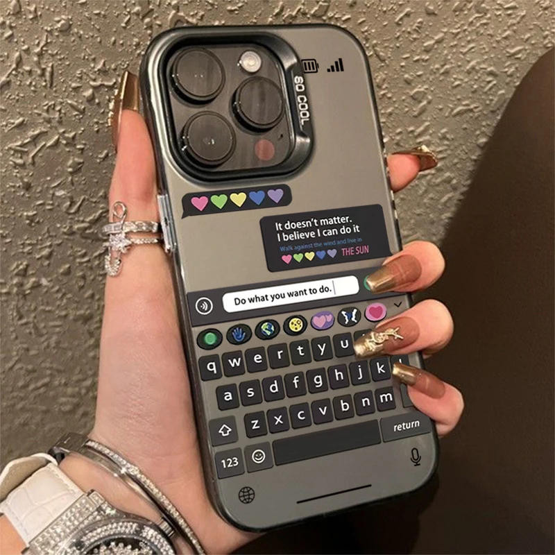 Funda de teléfono con textura mate, interfaz de Chat creativa y fresca para IPhone 16, 15, 14, 13, 12, 11 Pro Max, Funda de parachoques a prueba de golpes