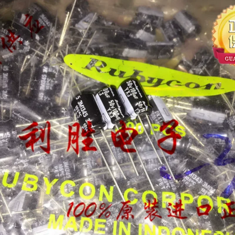 10PCS-100PCS 100UF 50V Japanese Ruby RUBYCON Capacitor 50V100UF 8 * 12 YXJ High Frequency Low Resistance