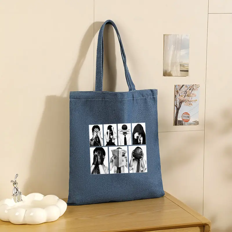 Denim Tote Bag Arirang World Tour 2026 Kpop Fan Gift Women's Large Capacity Shoulder Bag for Beach Outings Travel Shopping Bags