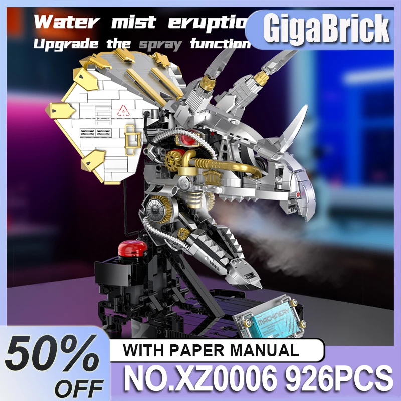 

MOC XZ0006 Display-worthy Mechanical skull of Triceratops Blocks Bricks Assembly High-end Striking Toys Christmas Gift For Kids