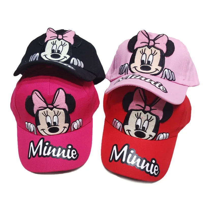 Boné de Beisebol Infantil Disney Minnie Mickey de Algodão e Poliéster com Personagens de Desenho Animado - Presente de Aniversário para Crianças