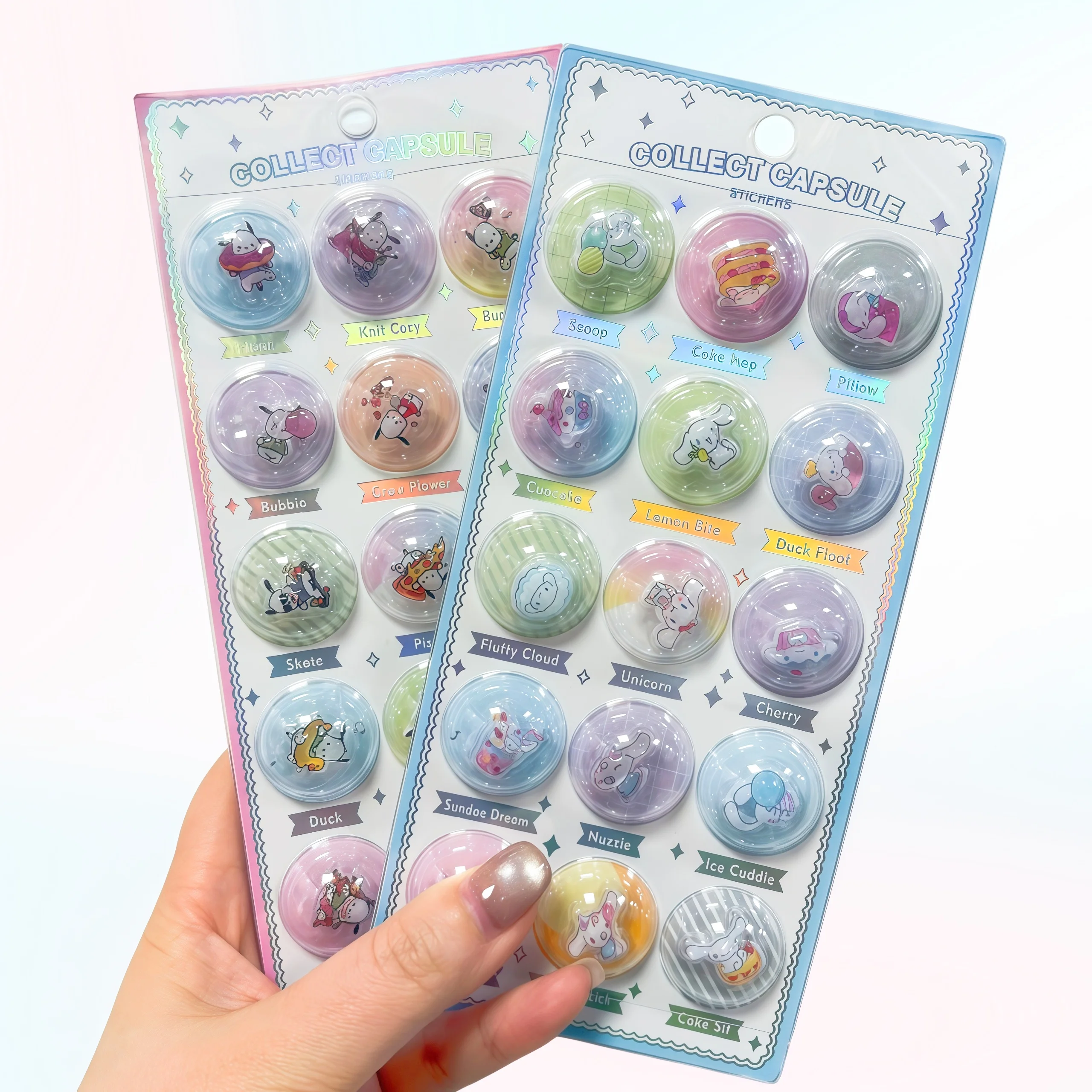 24-48 Pcs Melody Kuromi  Kt Capsule Stickers 3d Puffy Glitter Shaker Stickers Cute Kawaii Anime Decals Water Bottle Phone Case - view 3