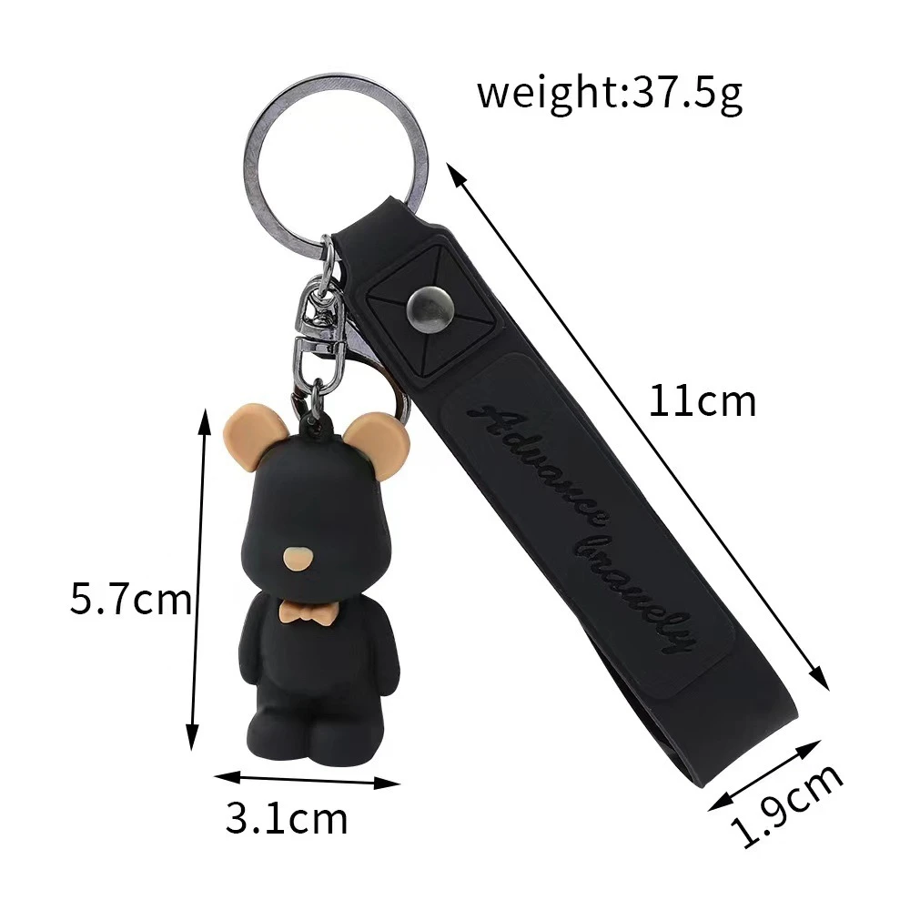 Cute Resin Keychain Charm Tie The Bear Pendant For Women Bag Car KeyRing Wristband Jewelry Accessories Kids Girl Gift