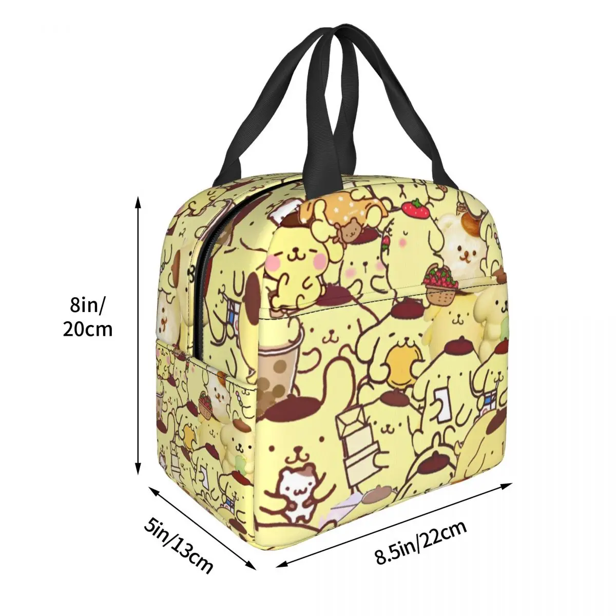 Sanrio Kawaii Pom Pom Purin Insulated Lunch Bags Thermal Bag Reusable Large Tote Lunch Box Bento Pouch College Outdoor