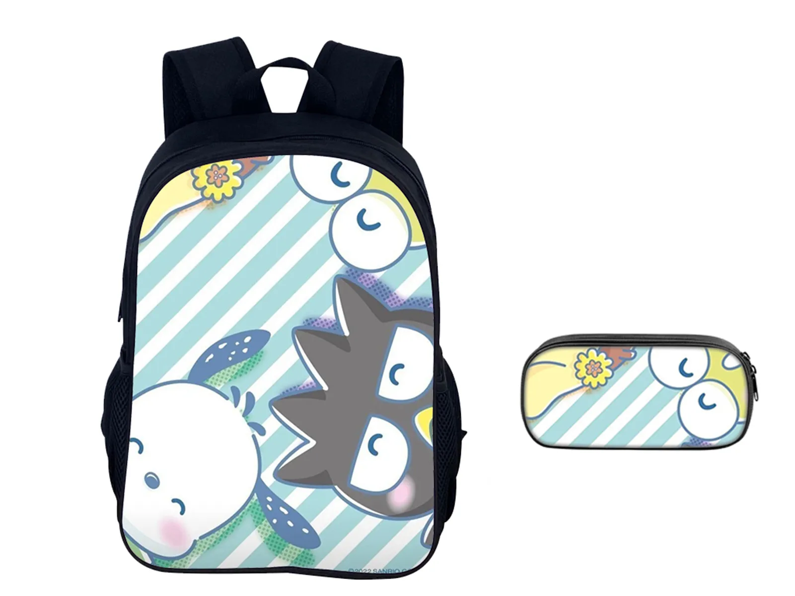 Sanrio Classic Keroppi Backpack with Pencil Case 2Pcs Set-Children Lightweight School Book Bag for Little kids