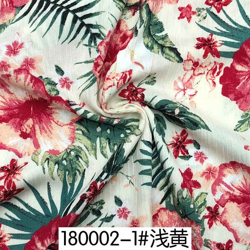 100cm*145cm Reactive Print Flower Rayon Fabric Soft Viscose Material For Dress Shirt - Non-Stretch Fabric