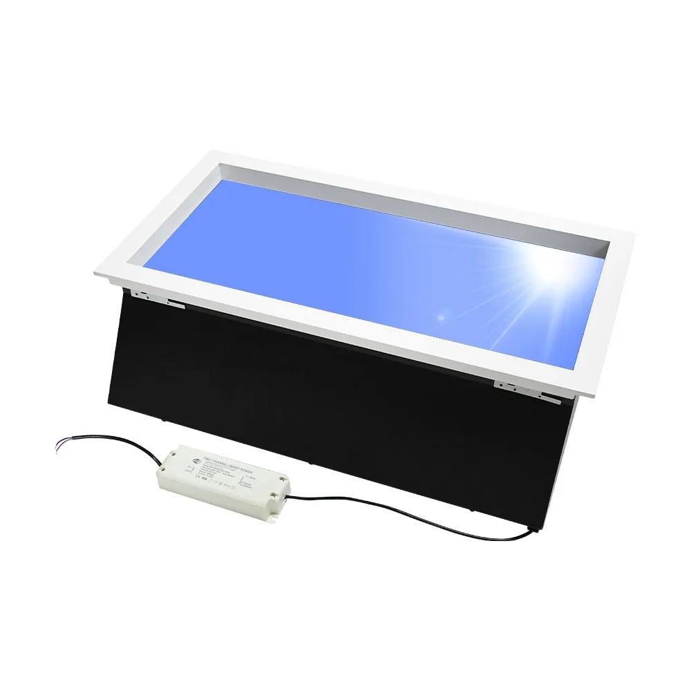 Luz de tragaluz de techo de 600mm x 300mm, iluminación Led en la nube, Wifi, aplicación, Panel de luces en la nube, tragaluz azul Artificial de 48W para oficina inteligente y hogar
