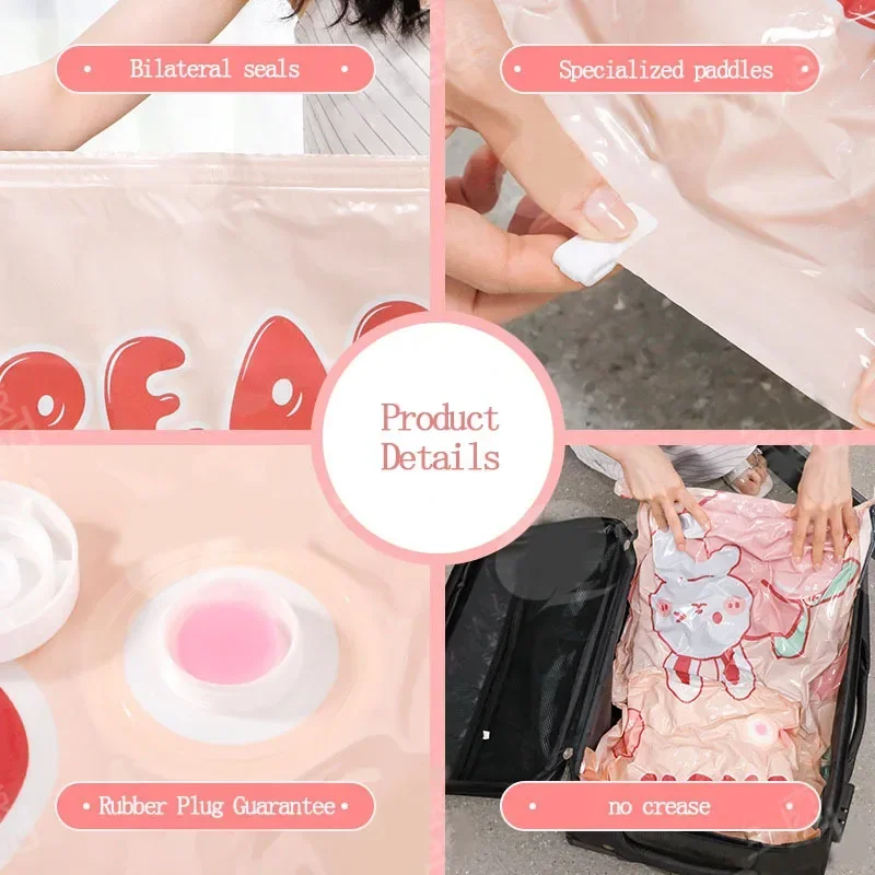 1/4 قطعة حقيبة ضغط متحركة للسفر قابلة لإعادة الاستخدام شفط كيس ضغط فراغ التعبئة والتغليف توفير المساحة حقيبة 80% توفير المساحة #5