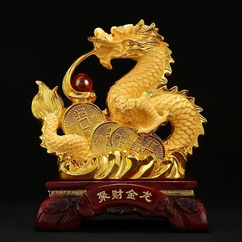 MOYU Chinese Feng Shui Dragon Ornaments To Attract Wealth Decoration Home Living Room Bedroom Office Figurines Gift