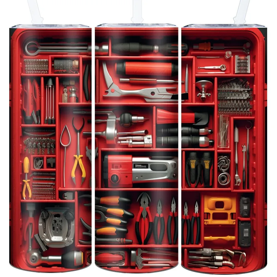 Hot Selling 3D Print Red Tool locker Party Tumblers Straw Lid 20oz Portable Stainless Steel Insulated Mugs Reusable Vacuum Cups