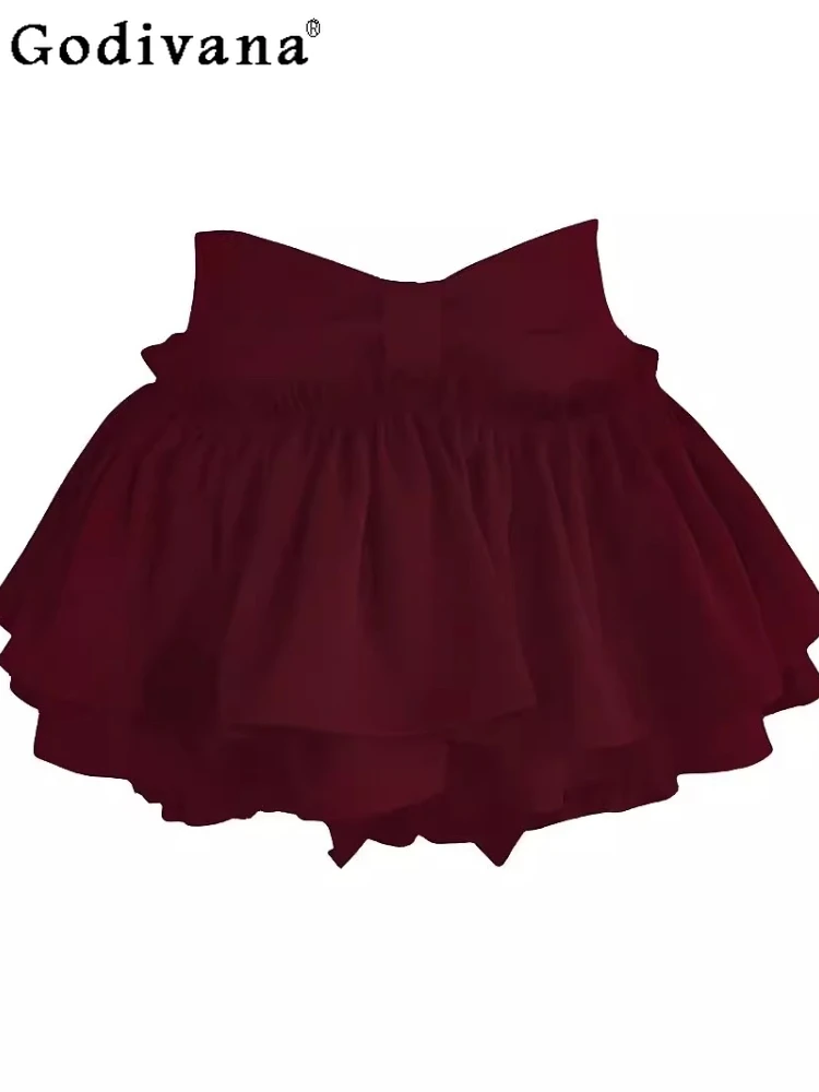 

Elegant Sexy Ballet White Women's Autumn High Waist Super Short Skirt Retro Versatile Fashion Age Reduction Loose Cake Skirts