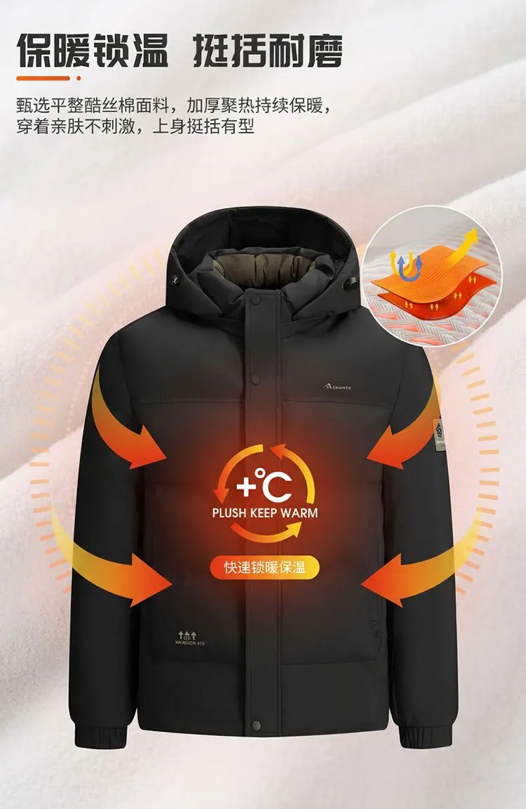 High Quality Thick Winter Men Parkas Slim Business Cold Resistant Versatile Men Casual Parkas Thick Detachable Hood Warm Coat