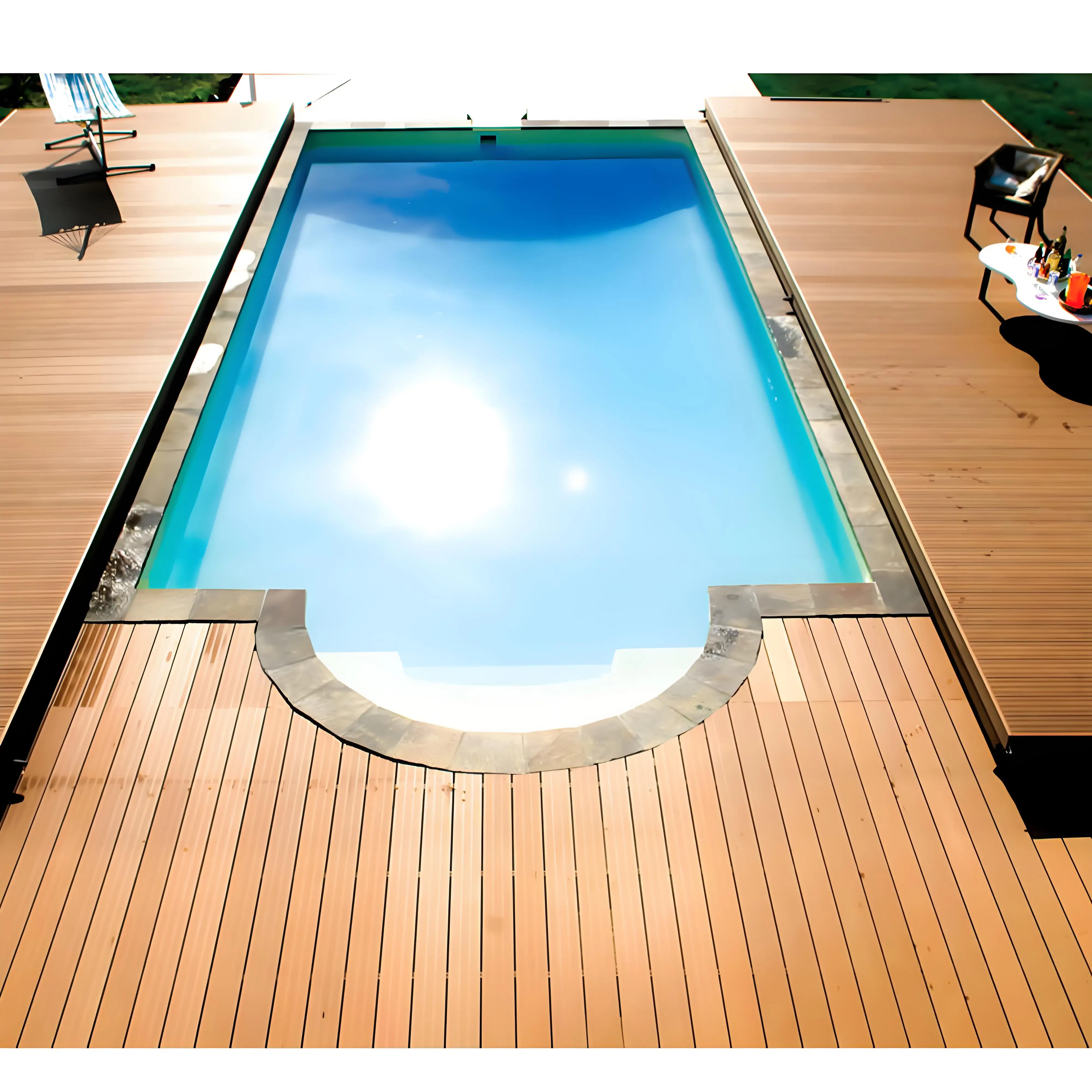 Save Space Safety Wood Plastic Swimming Pool Deck Wpc Flooring Cover for Small Pool