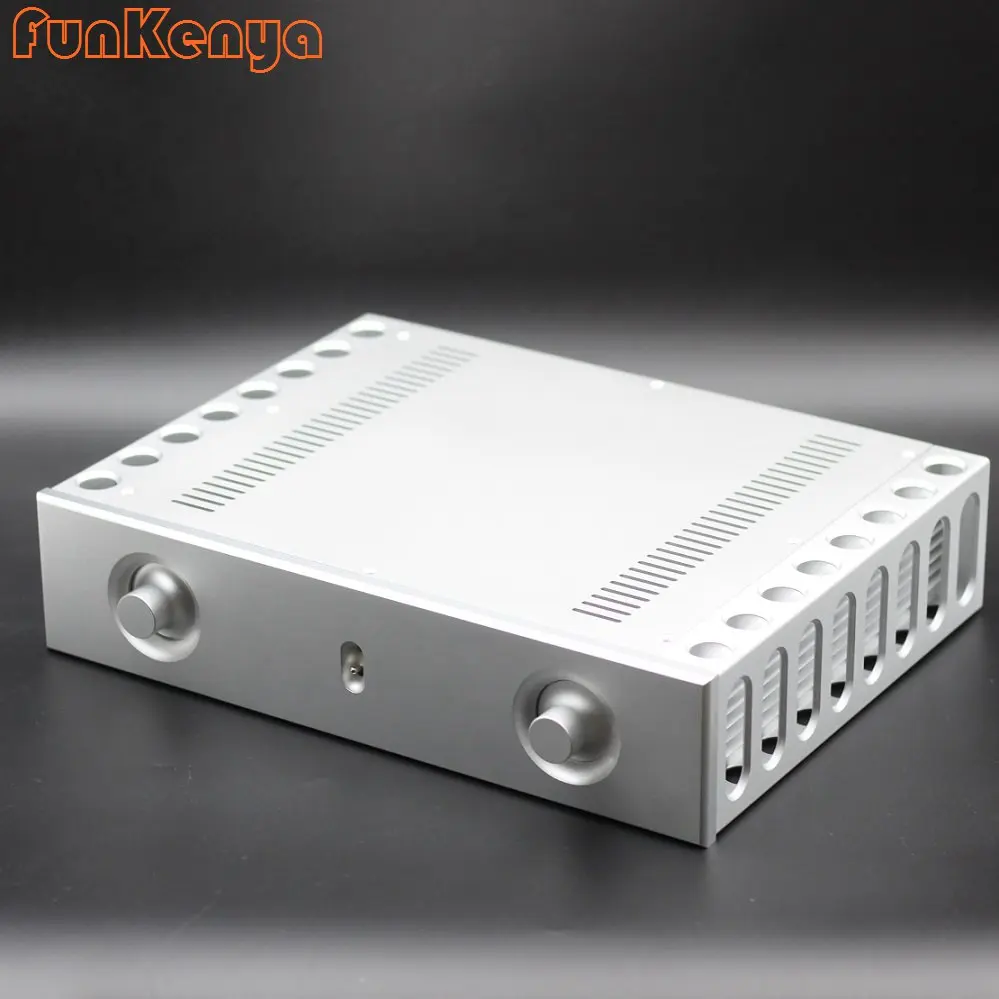 W361 H85 D270 CNC Heat Sink Sandblasting Silver Luxury Power Amplifier Supply Chassis Pure Class A Rear Case DIY Hi-Fi Enclosure