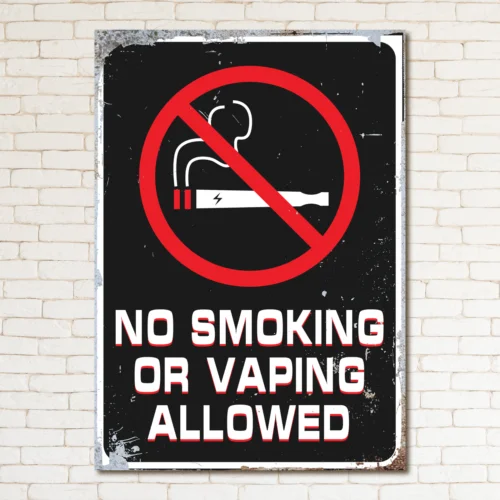 NO SMOKING OR VAPING Retro Metal Sign Man Cave Bar Pub Plaque Party Vintage Gift