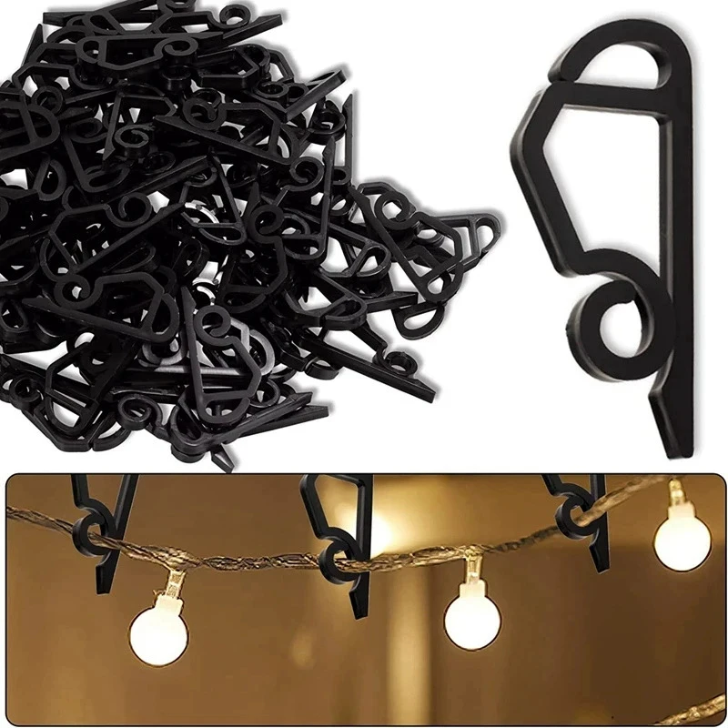 Outdoor Gutter Hooks Christmas Light Clip Hanging String Lights Clamp Cable Wire Rope Holder Weatherproof Holiday Decor Hook