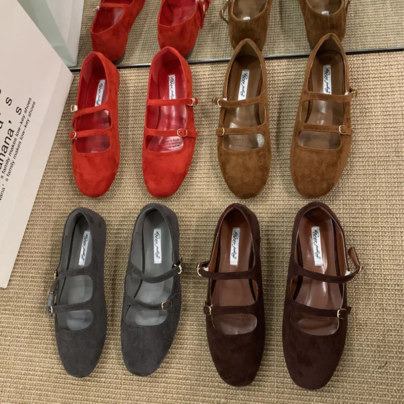 2025-new-fashion-women-mary-janes-flats-round-toe-buckle-flock-shoes-female-soft-footwear-shallow-ladies-ballet-flats-shoes
