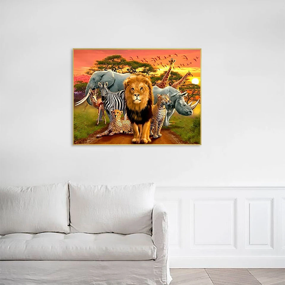 AB 90 Colors Diamond Painting 5D DIY Lion Embroidery SunArt Set Picture Of Animal New Arrive Decor Full Drill Wall Stickers