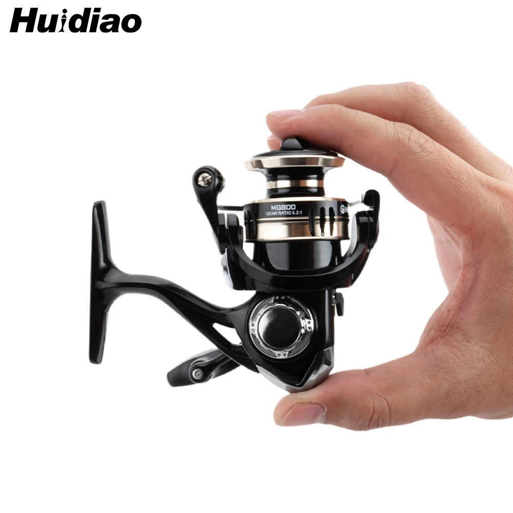 Moulinet de pêche compact Huidiao 500/800/1000, 132g, ultraléger, petit, 5.2:1, bobine métallique pour la pêche sur glace et la pêche de précision