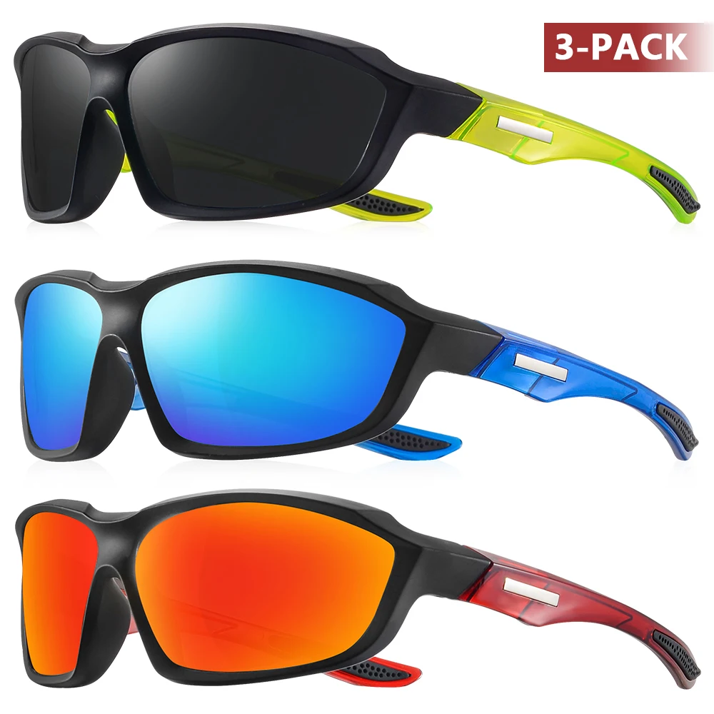 CRIXALIS 3-teilige Herrenmode-Sonnenbrille, Vollformat, Fahrsport-Sonnenbrille, entspiegelter Augenschutz, UV400