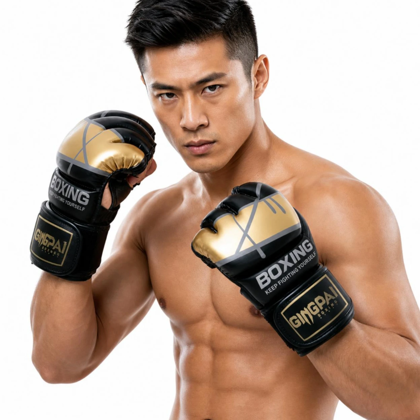 

Fingerless Mma Gloves Padded Knuckles MMA Gloves Combat Gear Wrist Support Stitched Seams for Training
