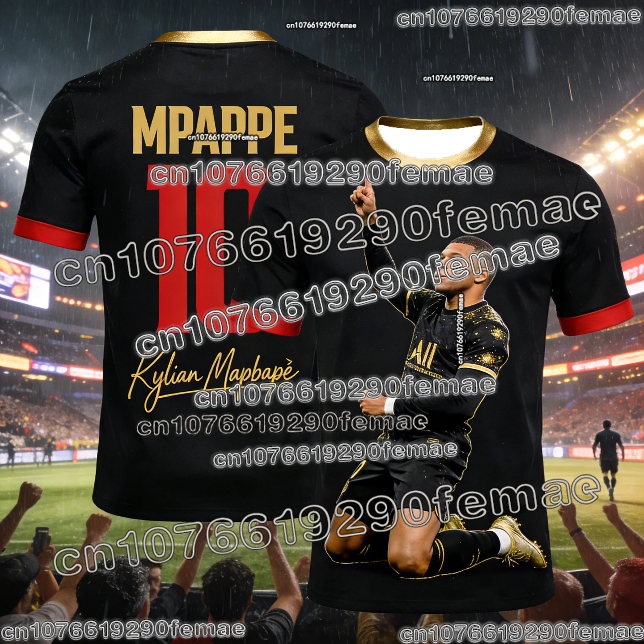 New GPT AI Mbappé Fashion Football Superstar Commemorative Sports Jersey Outdoor Daily Breathable T-shirt for Men and Kids