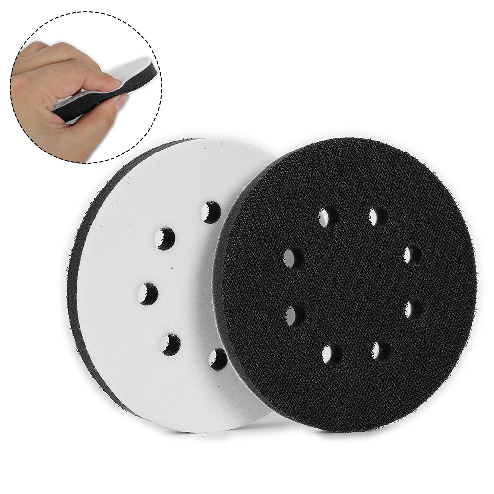 

2Pcs 5" 125mm Sanding Disc 8 Holes Soft Sponge Interface Hooks Loop Backing Pads For Sander Polisher