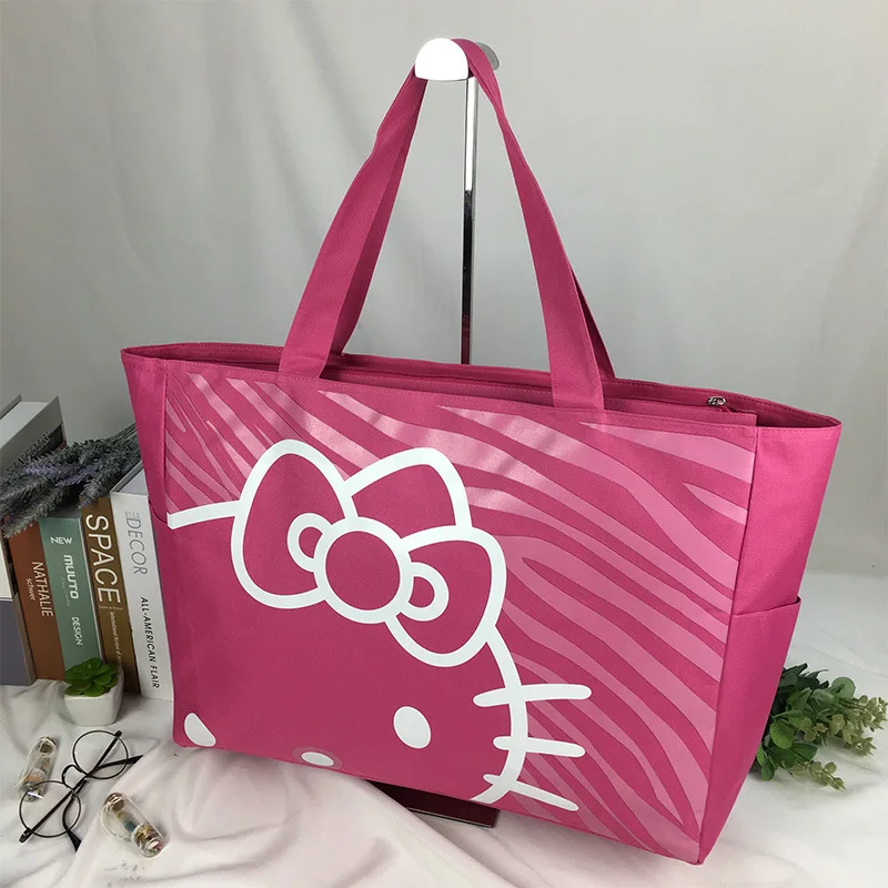

Sanrio hello kitty large fashion canvas bag handbag waterproof travel bag large capacity folding shopping bag shoulder Gym bag